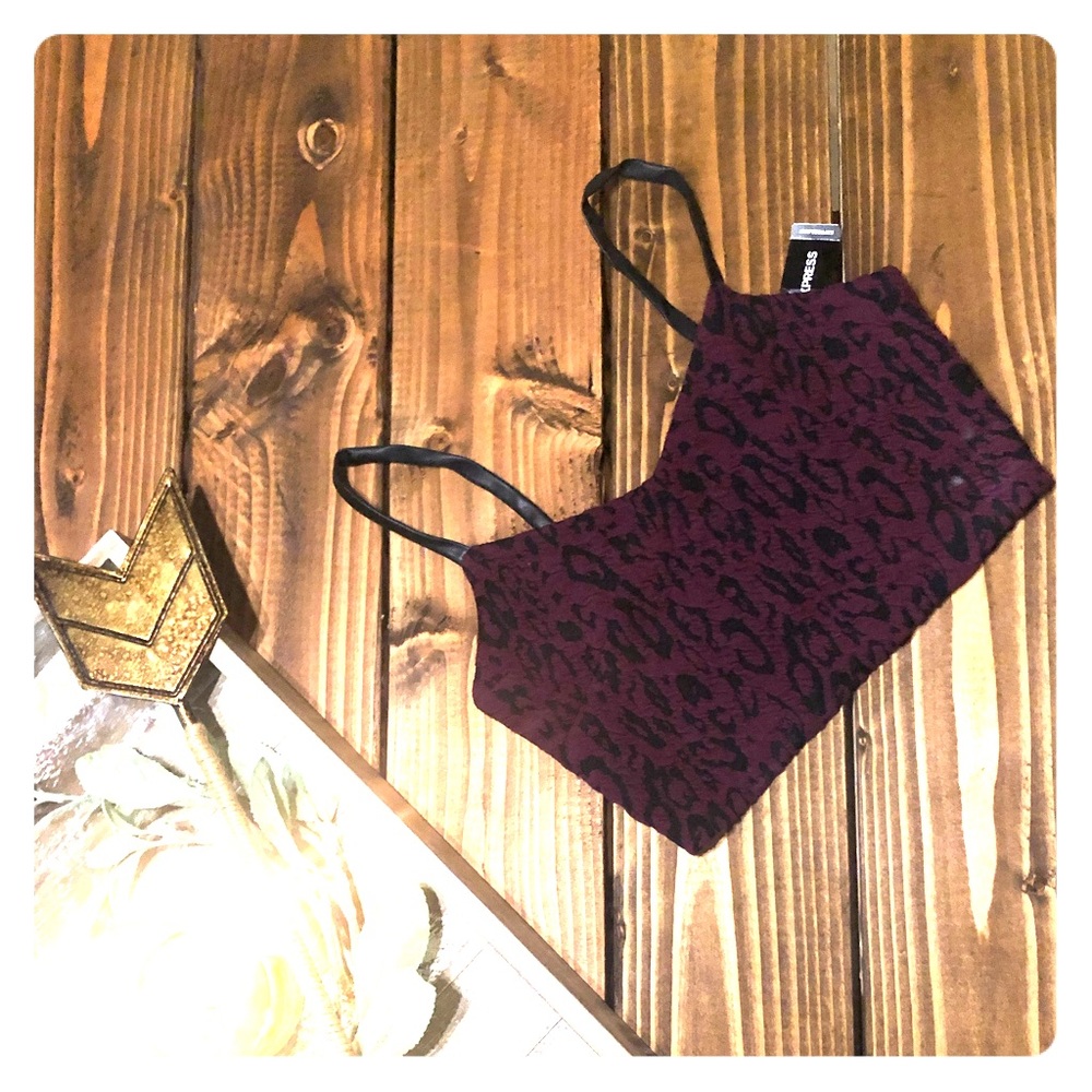 Burgundy/ leather crop top Express ! XS